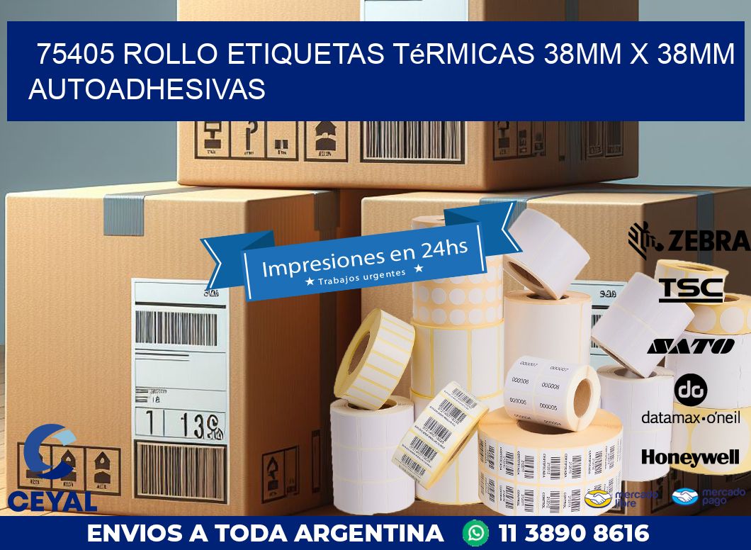 75405 Rollo Etiquetas Térmicas 38mm X 38mm Autoadhesivas