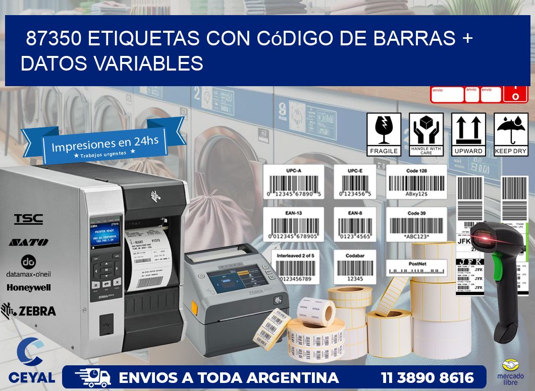87350 etiquetas con código de barras + datos variables