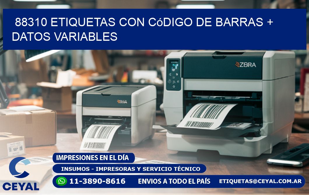 88310 etiquetas con código de barras + datos variables
