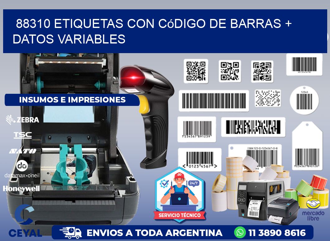 88310 etiquetas con código de barras + datos variables