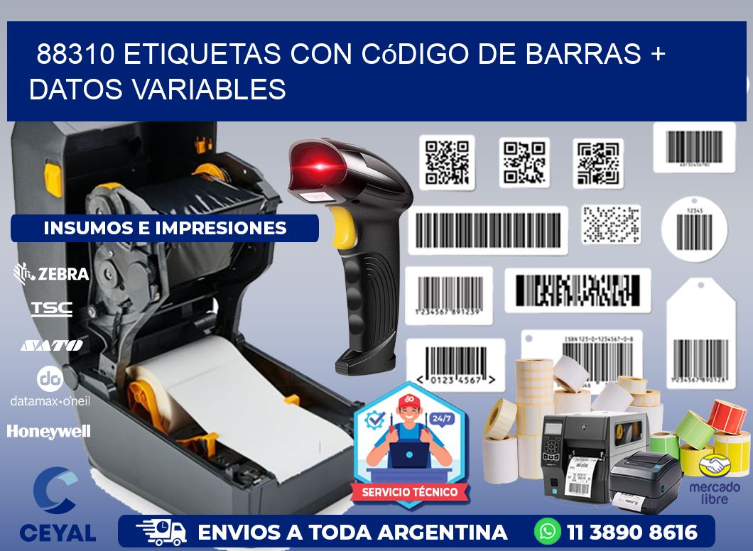 88310 etiquetas con código de barras + datos variables