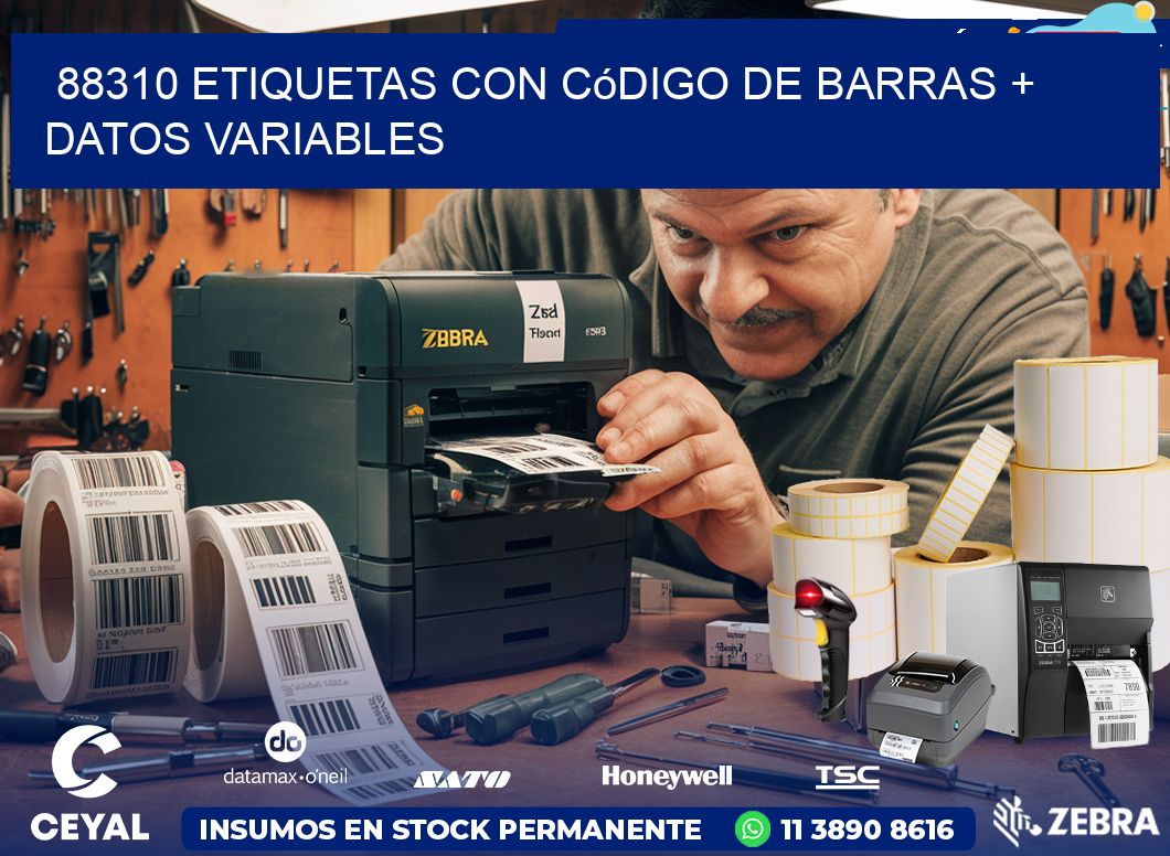88310 etiquetas con código de barras + datos variables