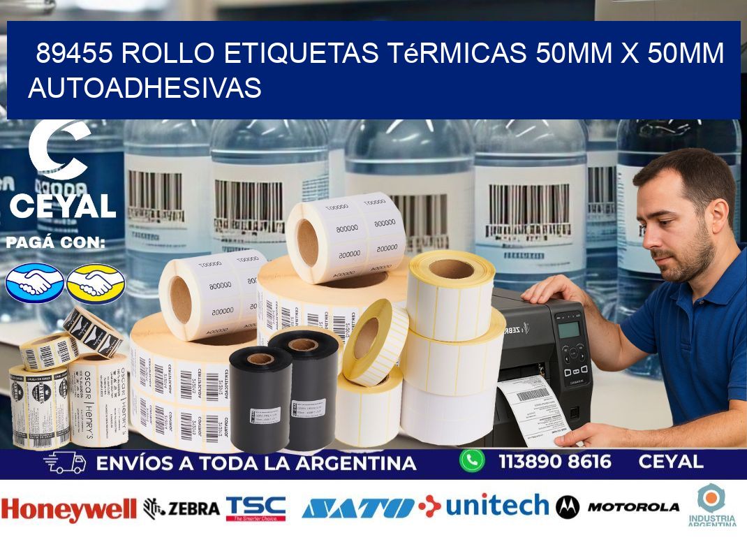 89455 Rollo Etiquetas Térmicas 50mm X 50mm Autoadhesivas