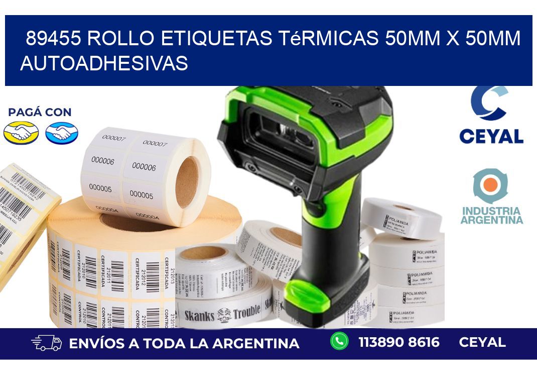 89455 Rollo Etiquetas Térmicas 50mm X 50mm Autoadhesivas