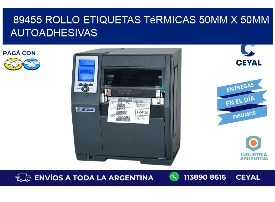 89455 Rollo Etiquetas Térmicas 50mm X 50mm Autoadhesivas