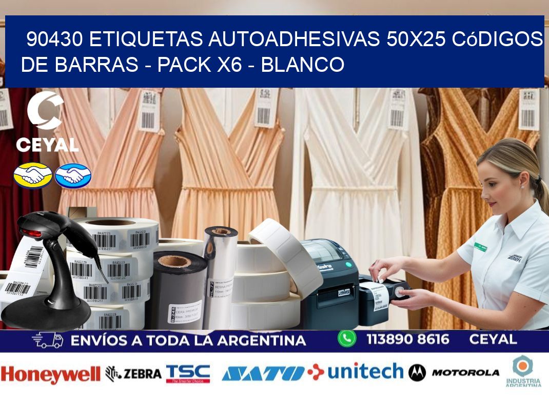 90430 Etiquetas Autoadhesivas 50×25 Códigos De Barras – Pack X6 – Blanco