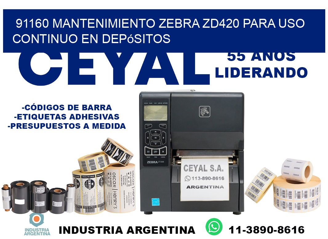 91160 mantenimiento zebra zd420 para uso continuo en depósitos