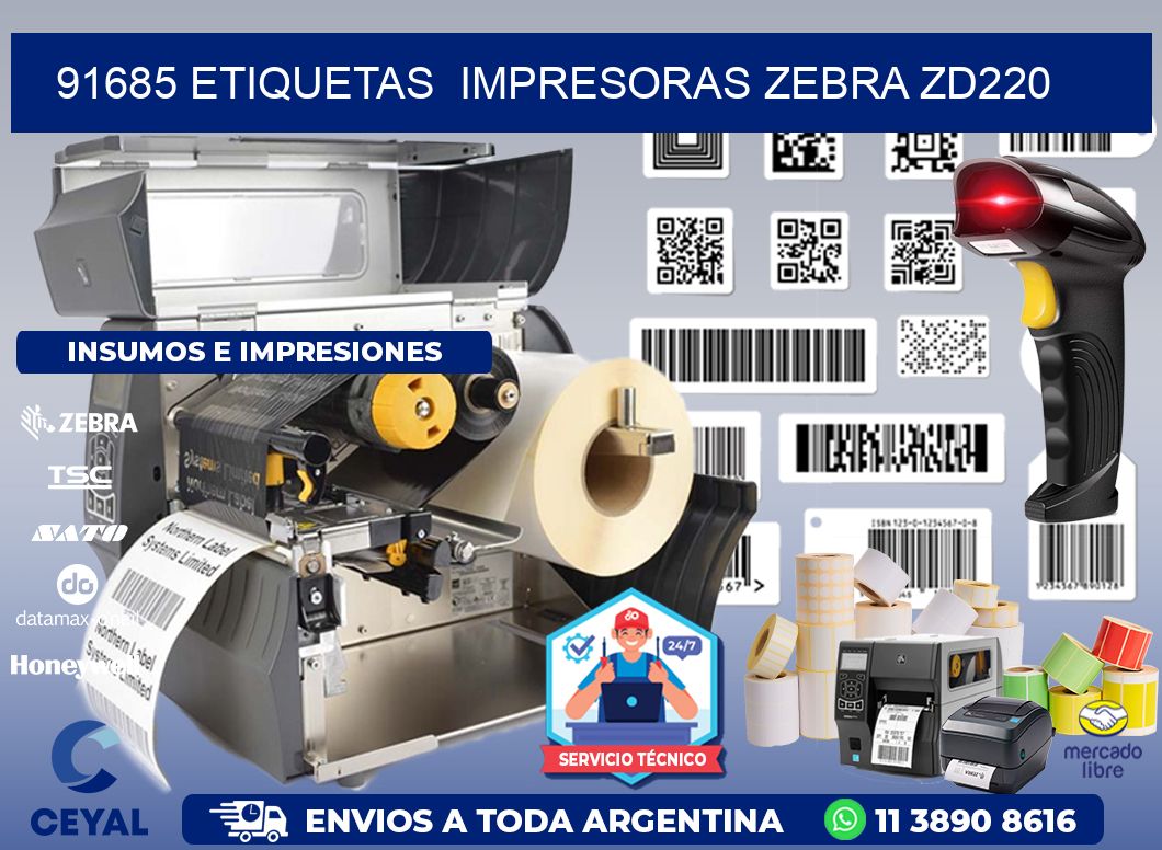 91685 etiquetas impresoras zebra zd220