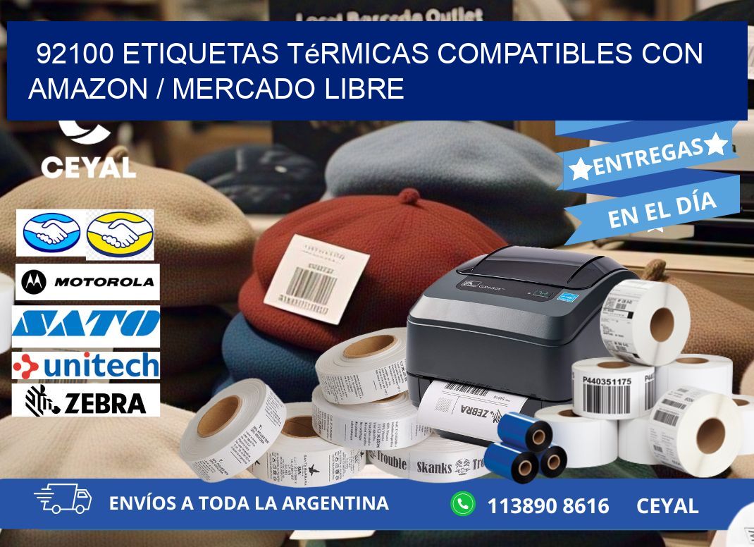 92100 etiquetas térmicas compatibles con Amazon / Mercado Libre