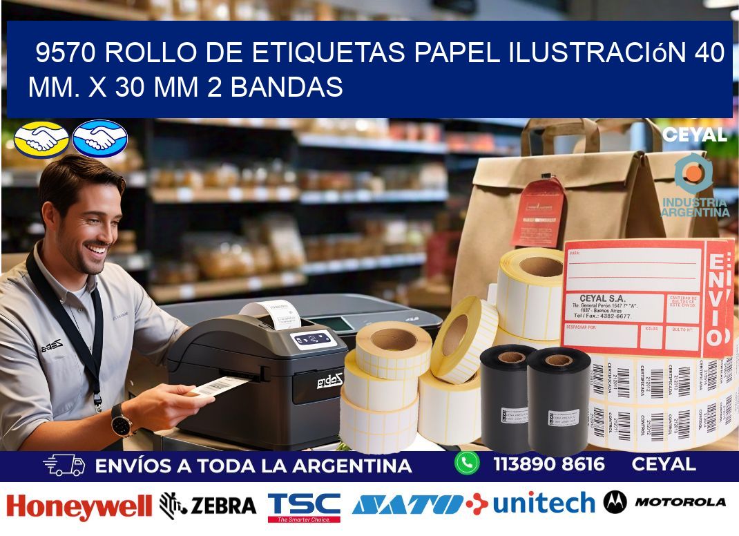 9570 Rollo de Etiquetas Papel Ilustración 40 mm. x 30 mm 2 Bandas