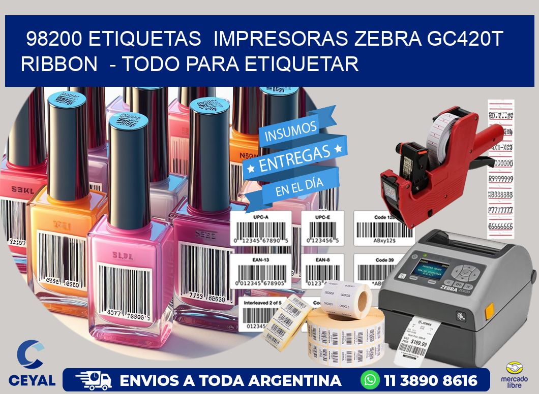 98200 etiquetas impresoras zebra gc420t ribbon - Todo para Etiquetar