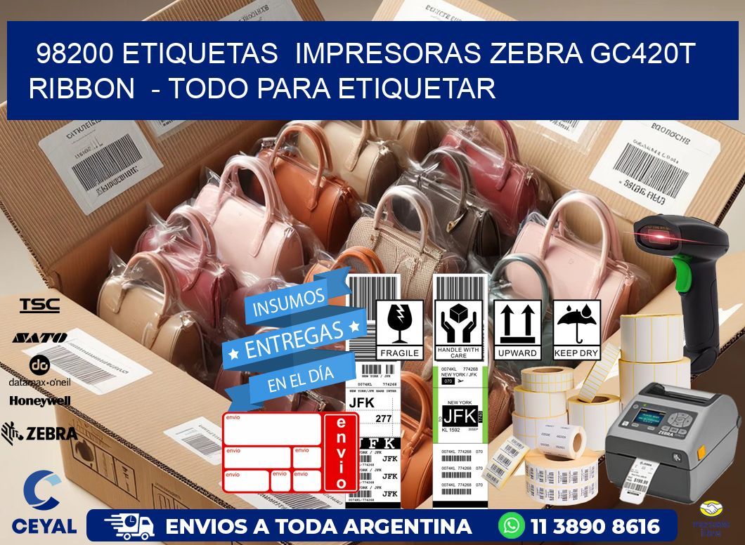 98200 etiquetas impresoras zebra gc420t ribbon - Todo para Etiquetar