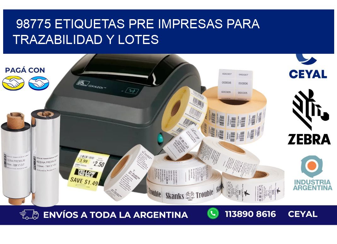 98775 etiquetas pre impresas para trazabilidad y lotes