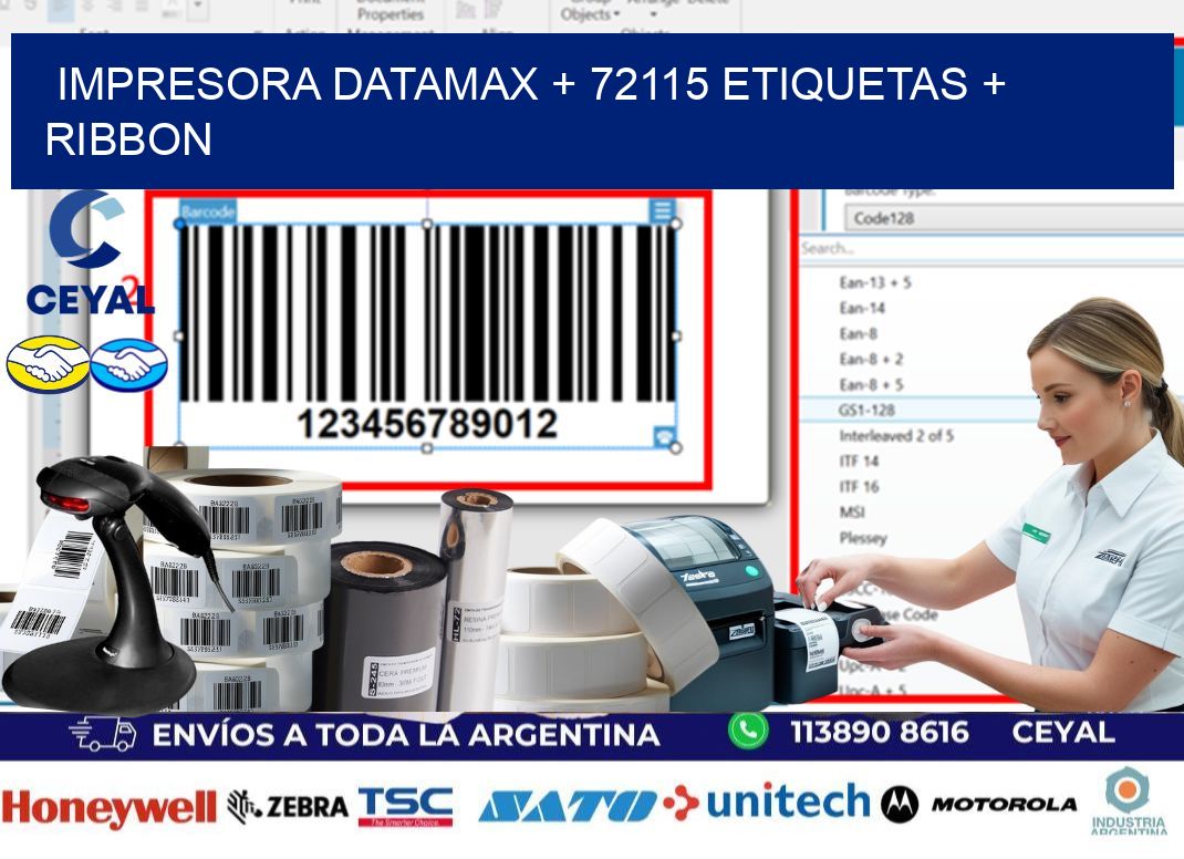 impresora DATAMAX + 72115 etiquetas + ribbon