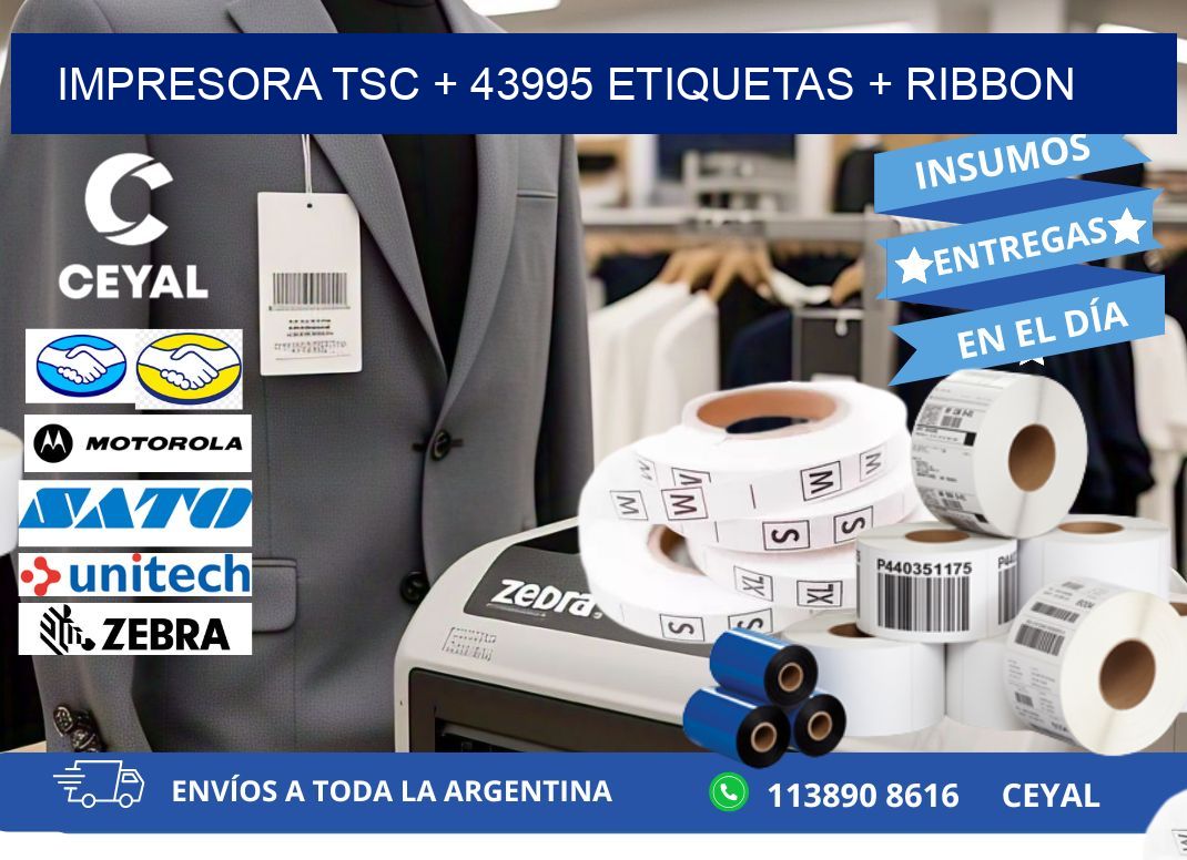 impresora TSC + 43995 etiquetas + ribbon