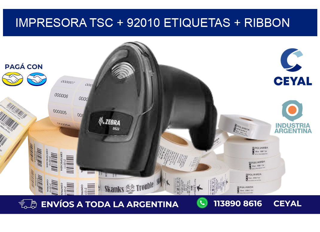 impresora TSC + 92010 etiquetas + ribbon