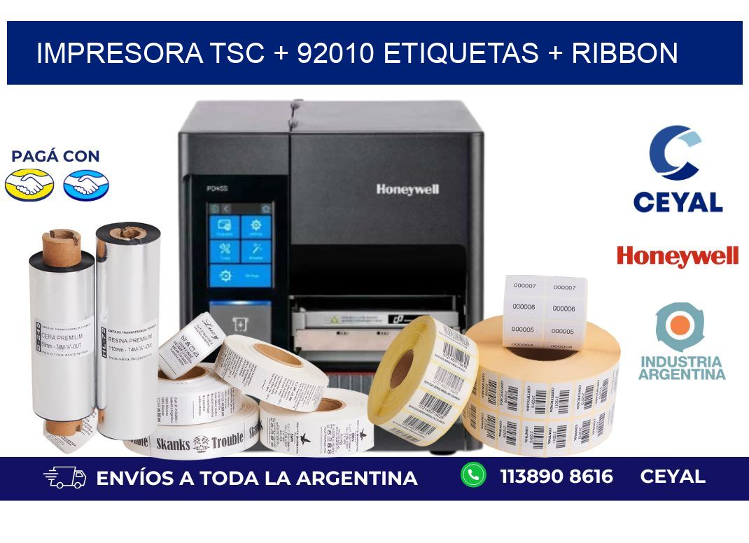 impresora TSC + 92010 etiquetas + ribbon