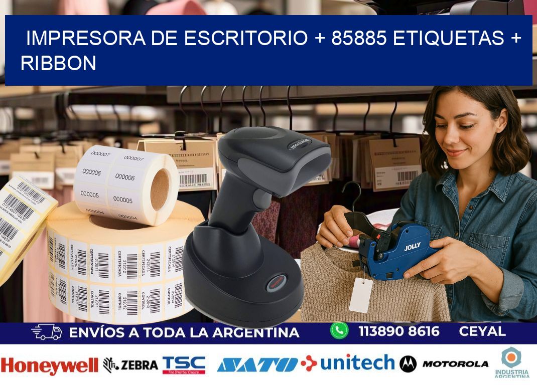 impresora de escritorio + 85885 etiquetas + ribbon