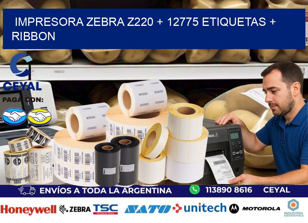 impresora zebra z220 + 12775 etiquetas + ribbon