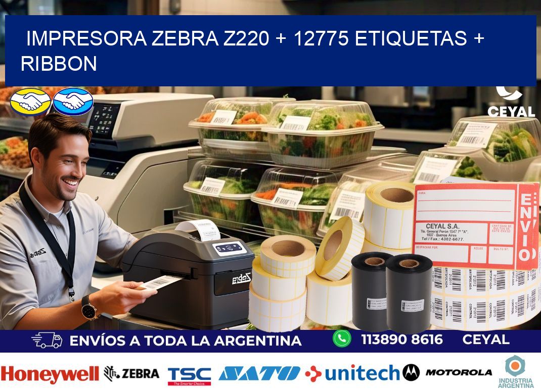 impresora zebra z220 + 12775 etiquetas + ribbon