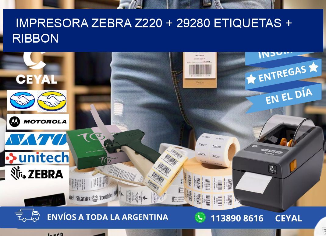 impresora zebra z220 + 29280 etiquetas + ribbon