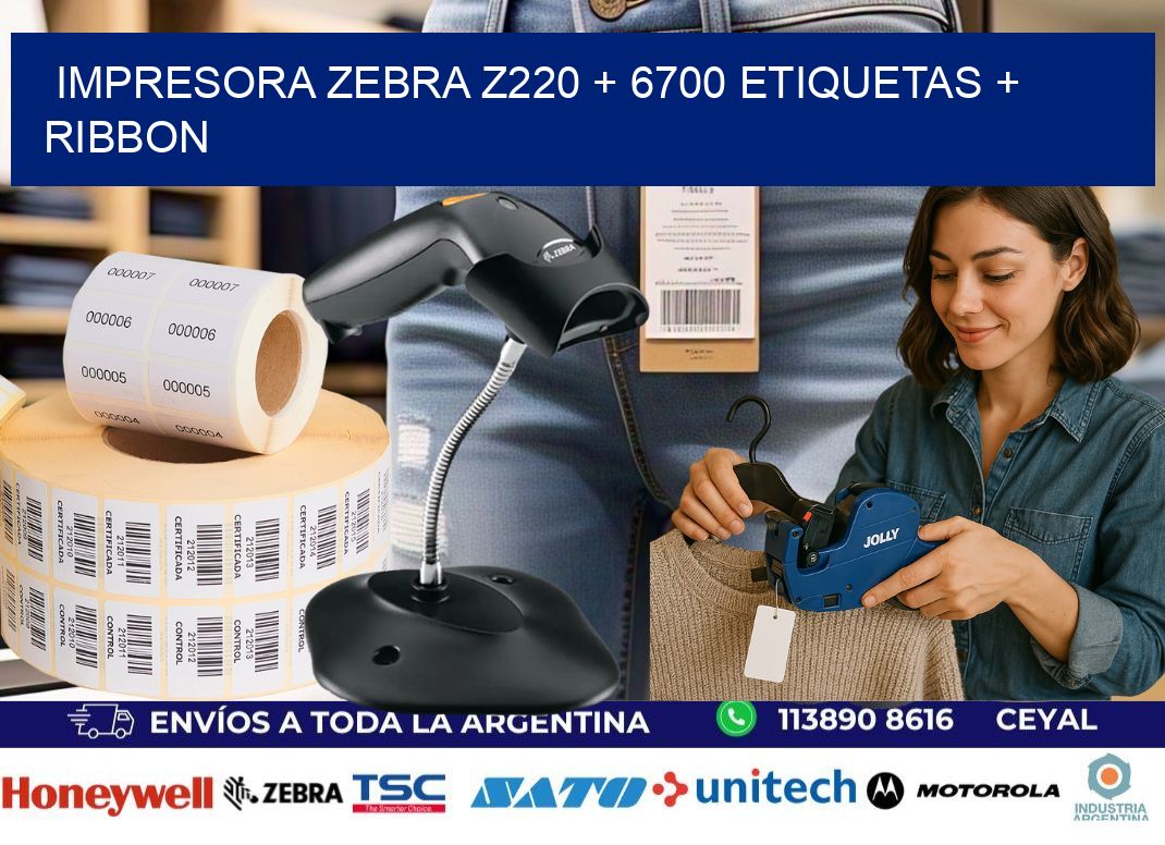 impresora zebra z220 + 6700 etiquetas + ribbon