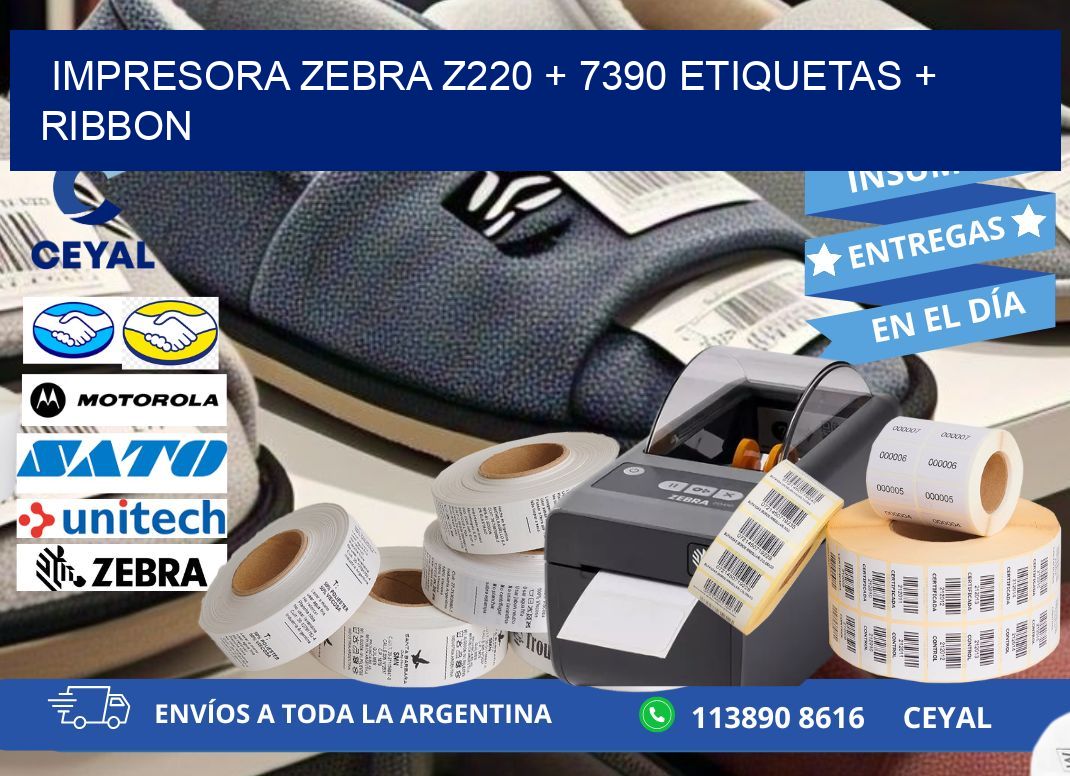 impresora zebra z220 + 7390 etiquetas + ribbon