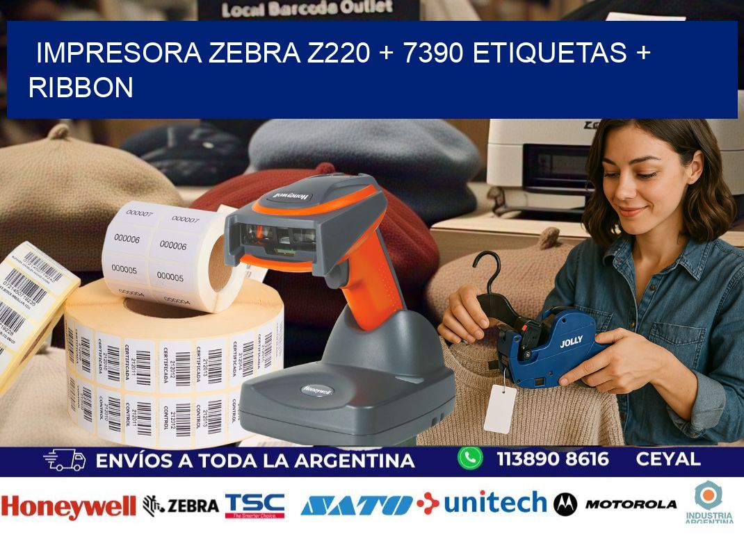 impresora zebra z220 + 7390 etiquetas + ribbon