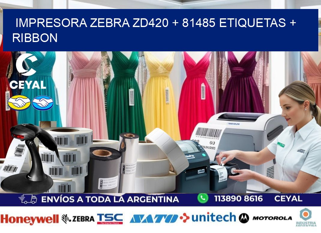 impresora zebra zd420 + 81485 etiquetas + ribbon