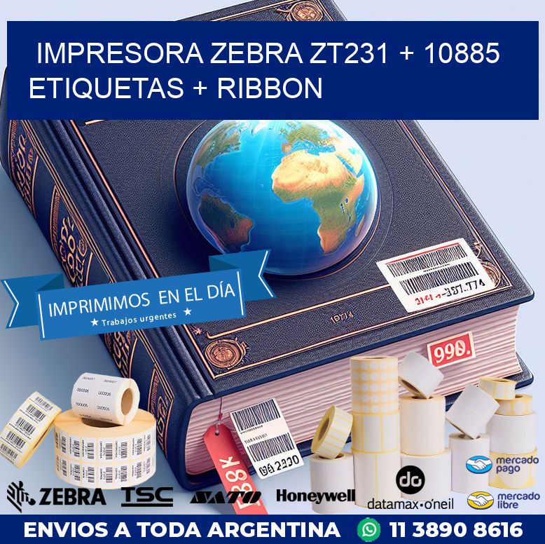 impresora zebra zt231 + 10885 etiquetas + ribbon