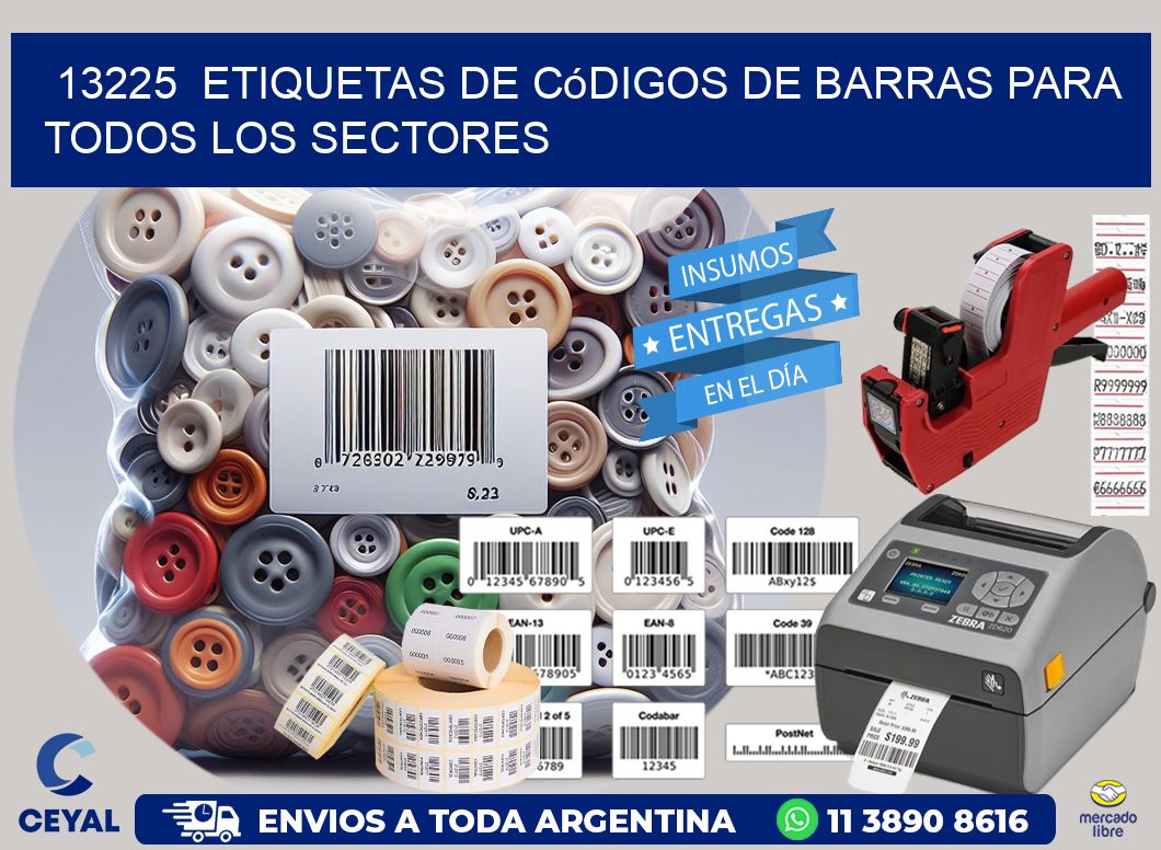 ️13225  Etiquetas de Códigos de Barras para Todos los Sectores