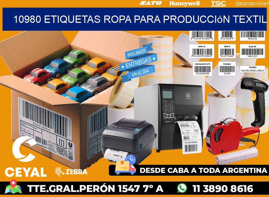 10980 Etiquetas ropa para producción textil
