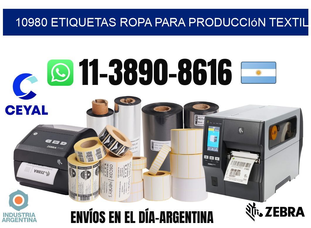 10980 Etiquetas ropa para producción textil