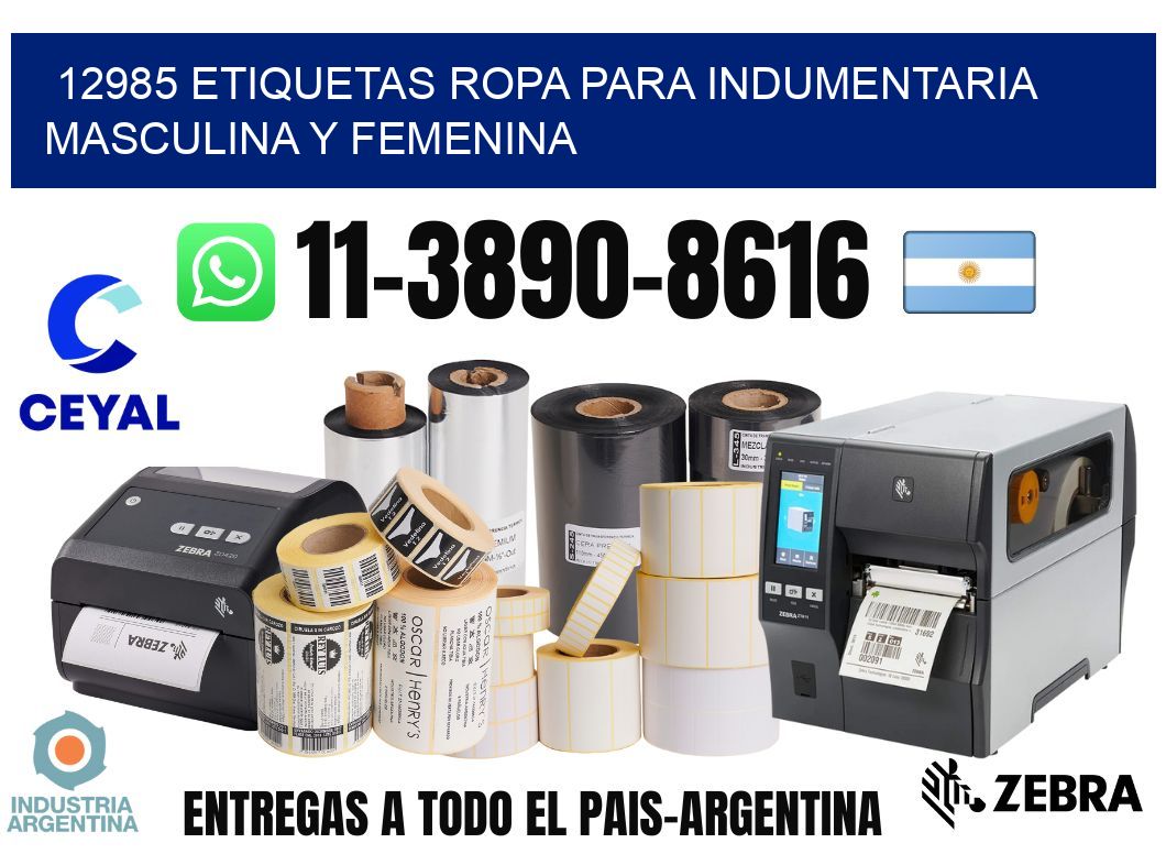 12985 Etiquetas ropa para indumentaria masculina y femenina