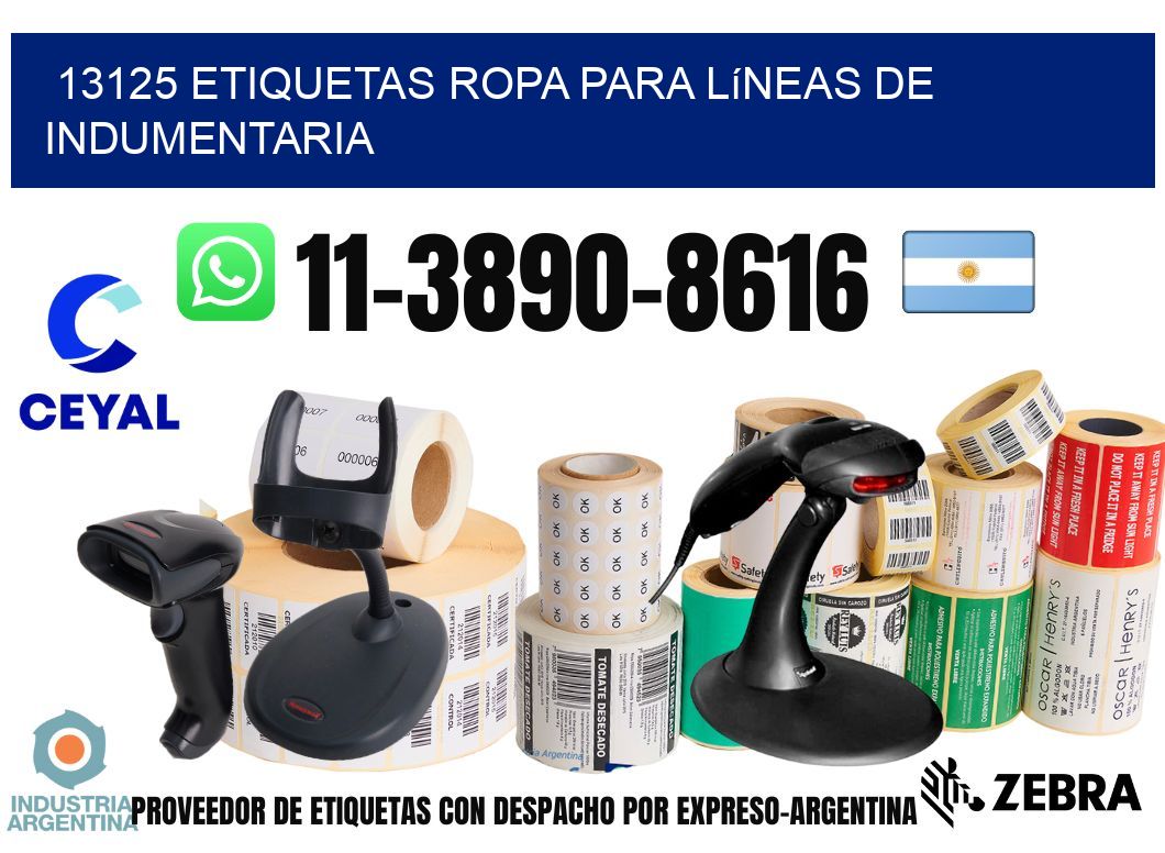 13125 Etiquetas ropa para líneas de indumentaria