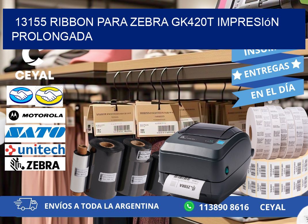 13155 ribbon para zebra gk420t impresión prolongada