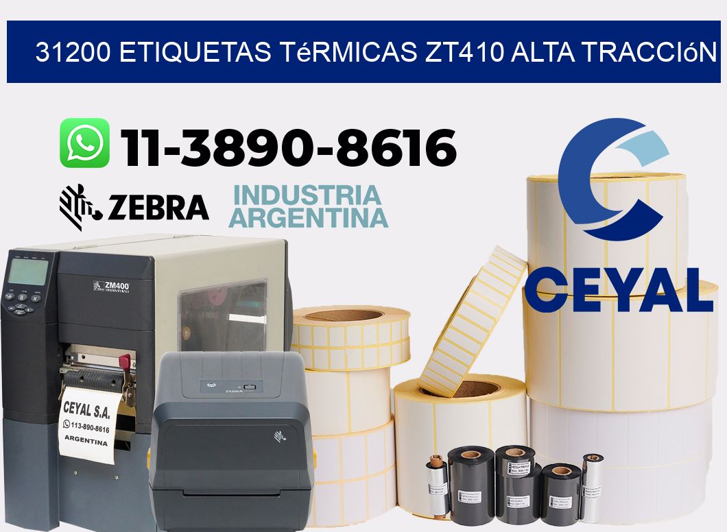 31200 etiquetas térmicas zt410 alta tracción