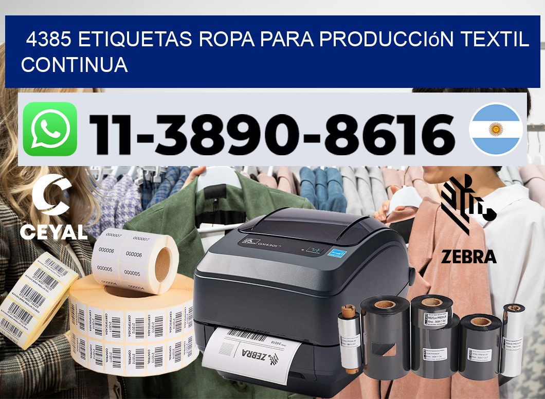 4385 Etiquetas ropa para producción textil continua