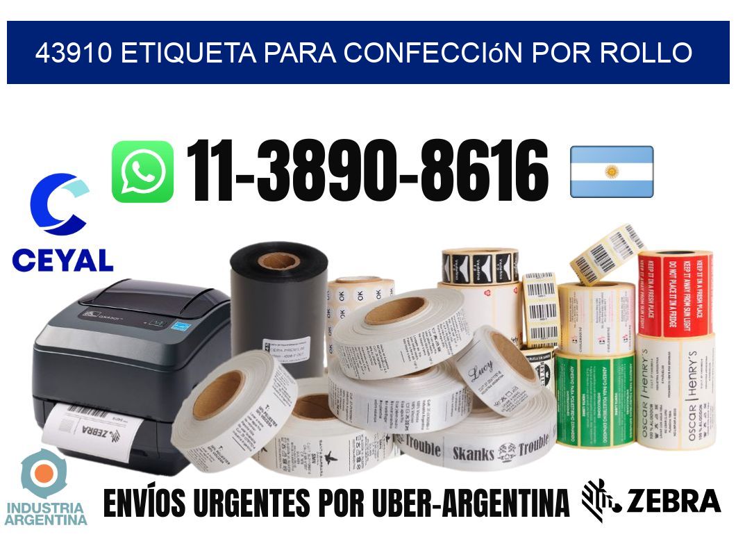 43910 etiqueta para confección por rollo