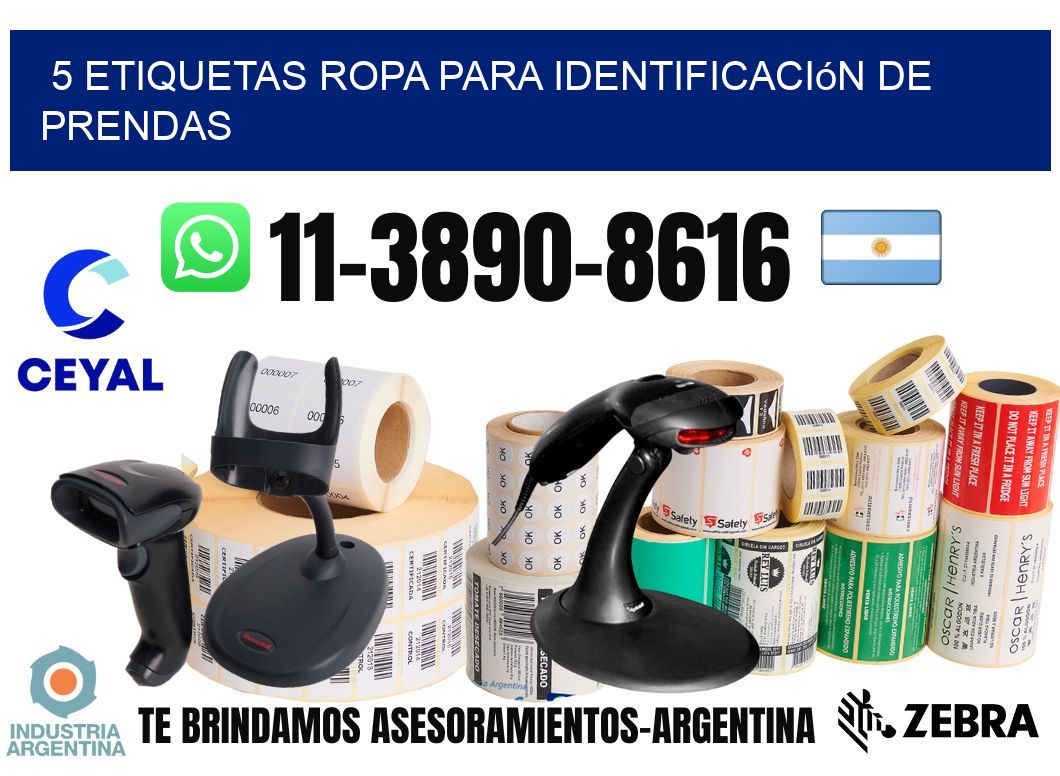 5 Etiquetas ropa para identificación de prendas