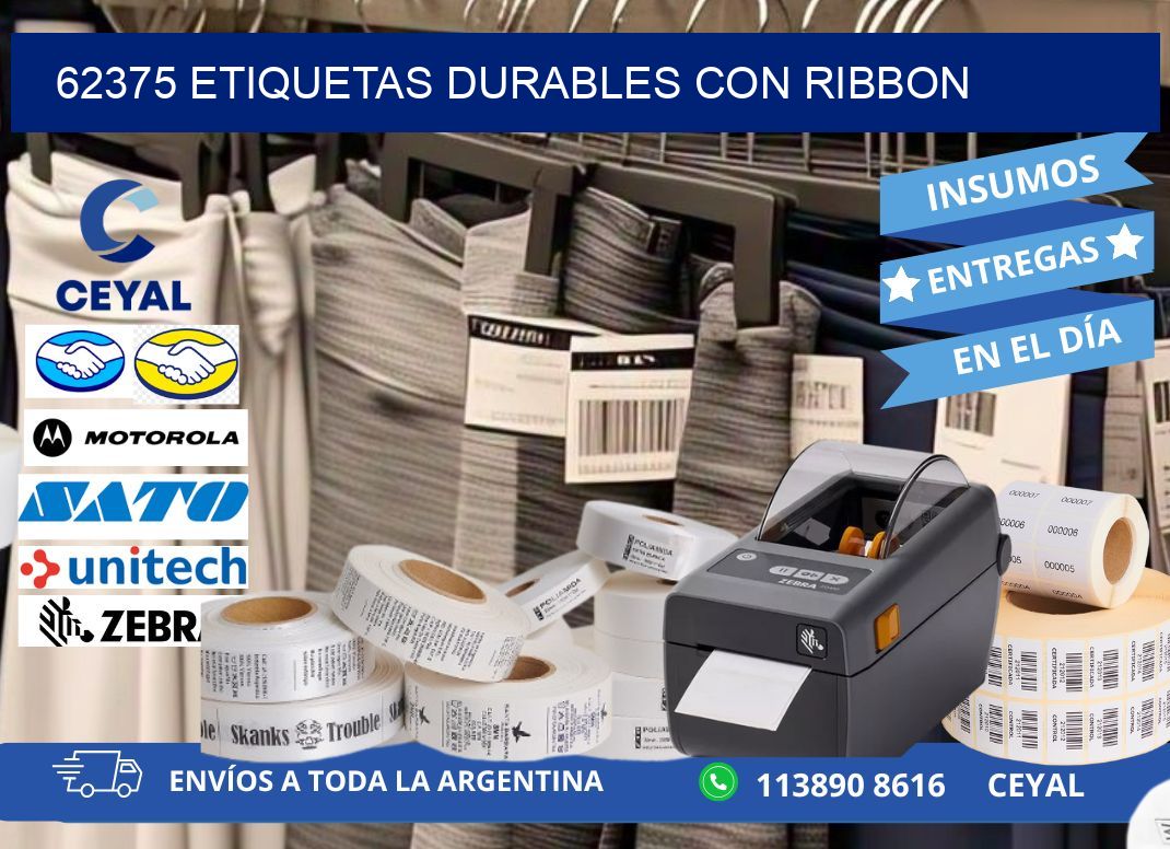 62375 etiquetas durables con ribbon