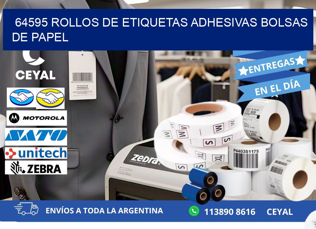 64595 rollos de etiquetas adhesivas bolsas de papel