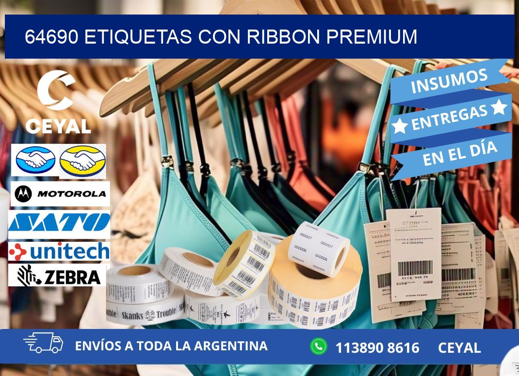 64690 etiquetas con ribbon premium