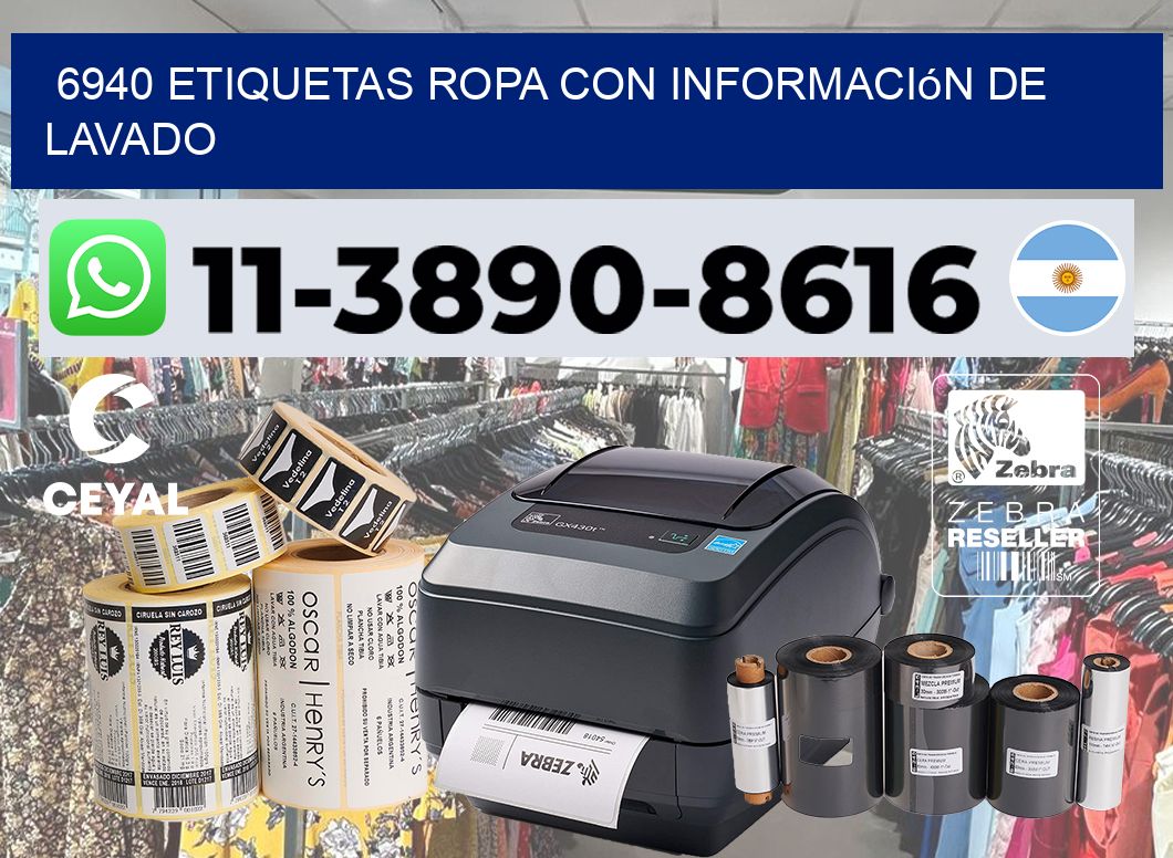 6940 Etiquetas ropa con información de lavado