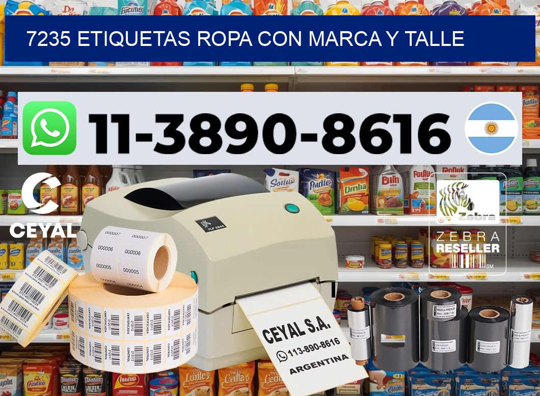 7235 Etiquetas ropa con marca y talle