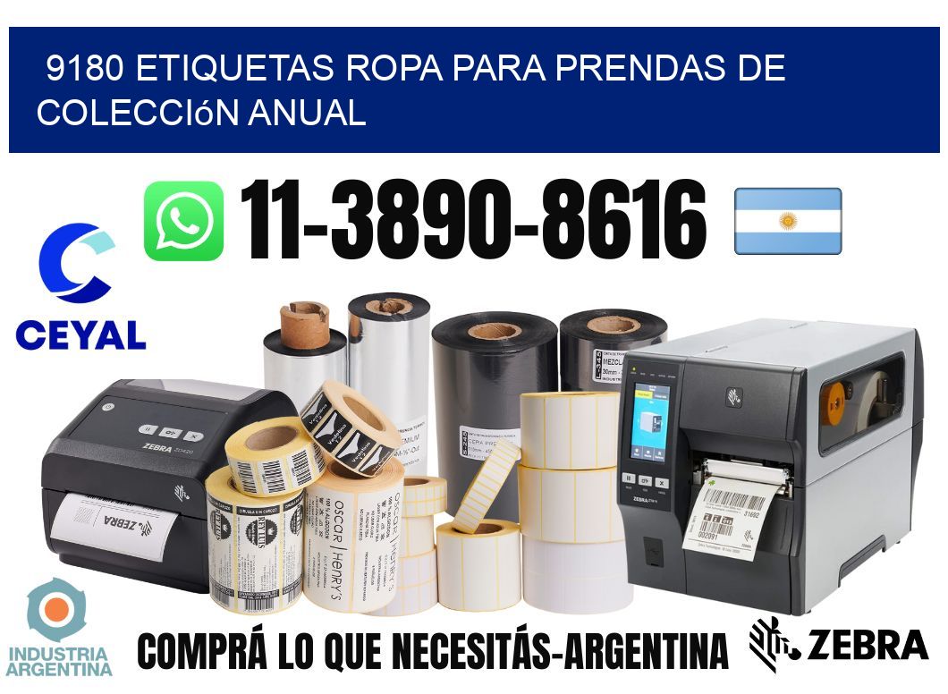 9180 Etiquetas ropa para prendas de colección anual