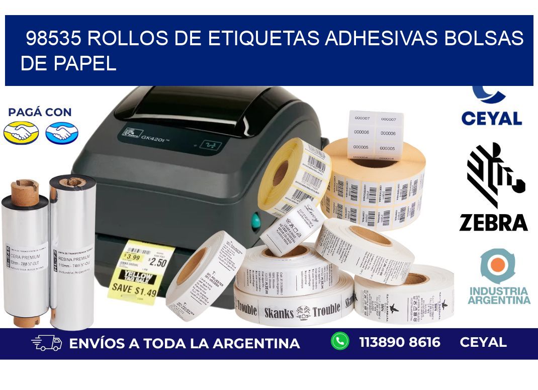 98535 rollos de etiquetas adhesivas bolsas de papel
