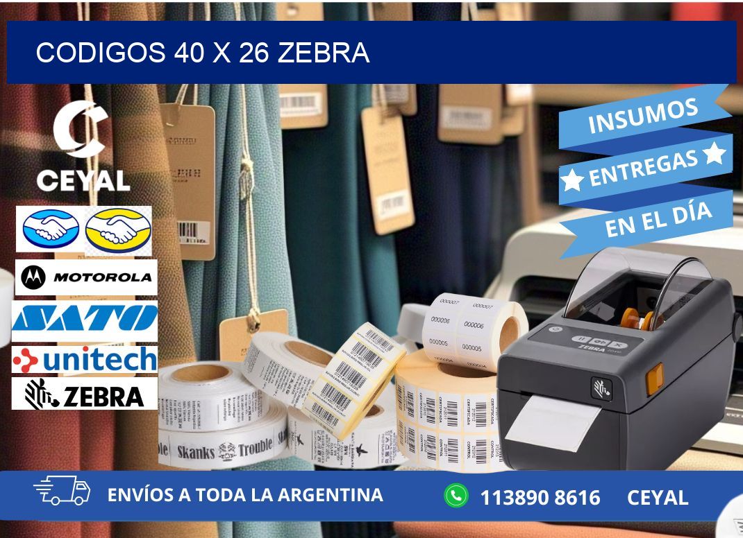 codigos 40 x 26 zebra