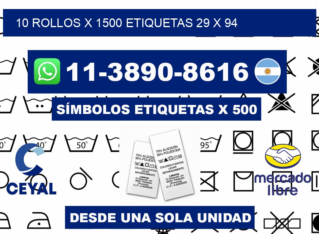 10 rollos x 1500 etiquetas 29 x 94