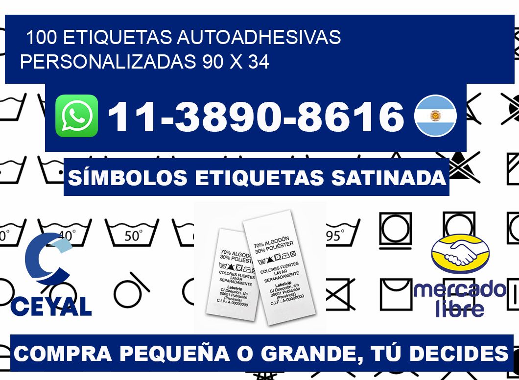 100 Etiquetas autoadhesivas personalizadas 90 x 34